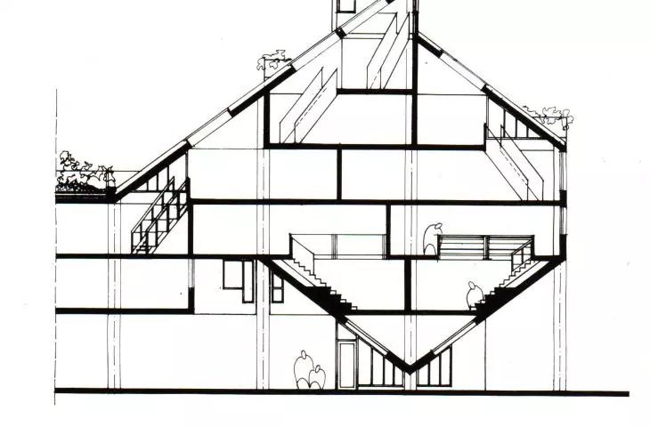 Kompleks 99 mieszkań komunalnych (w którym każde z nich jest inne) w Ivry-sur-Seine, fragment przekroju