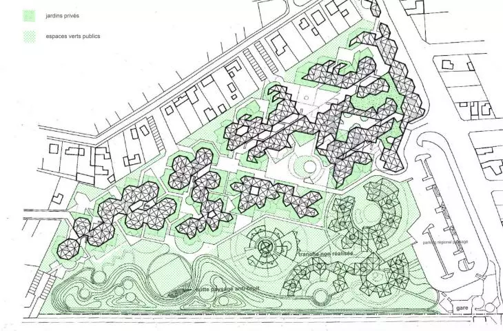 Kompleks 225 mieszkań komunalnych (w którym każde z nich jest inne) w Le Blanc-Mesnil, plan zagospodarowania terenu