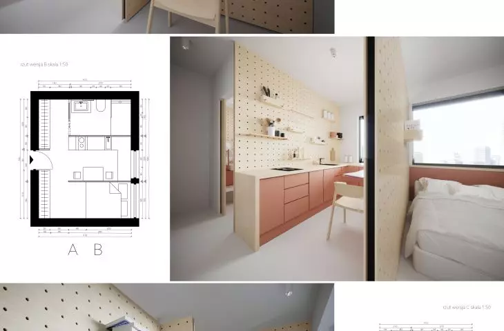PERFO, plansza projektowa wraz z rzutami