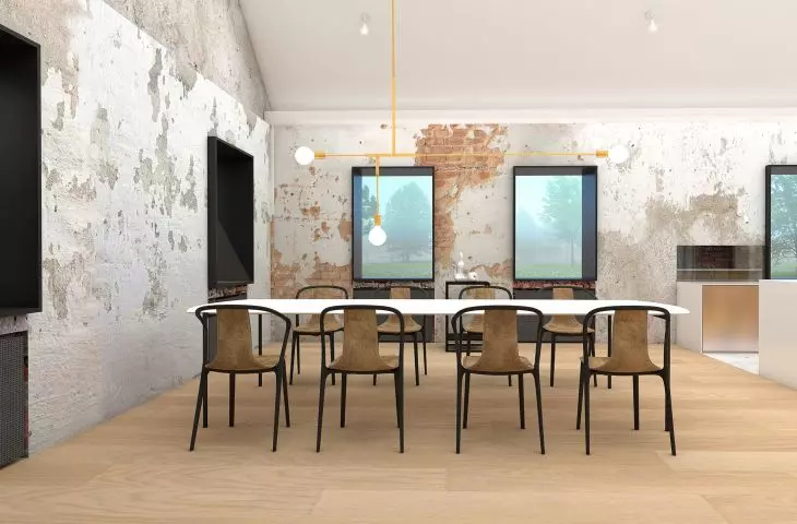 Dining room in the restored part
