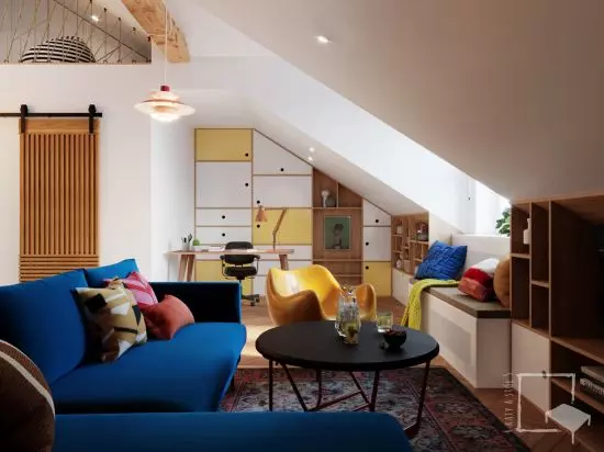 strefę relaxation zone is decorated with the iconic RM58 chair