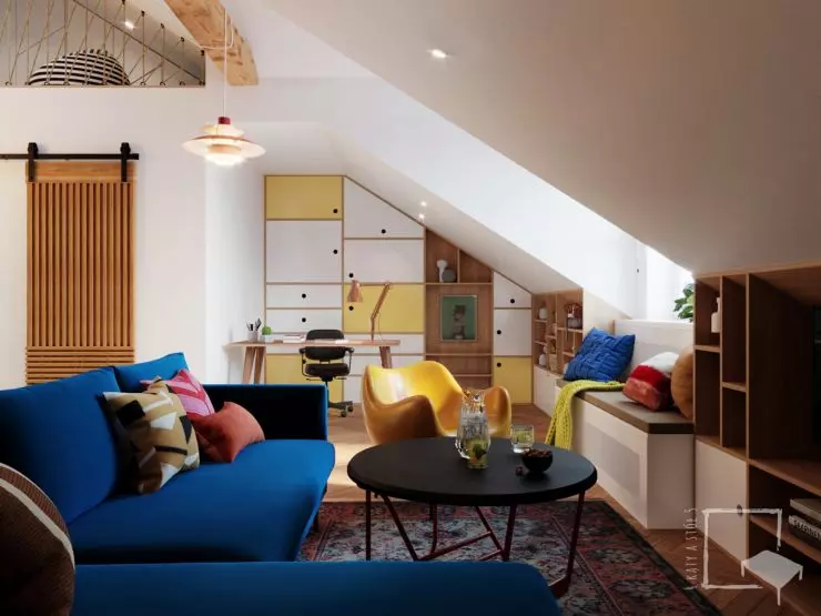strefę relaxation zone is decorated with the iconic RM58 chair