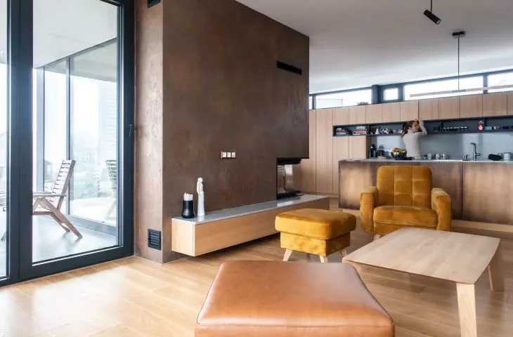 House in Slovakia, living room and kitchen