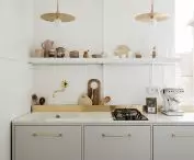Kitchen with gold accents