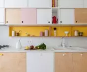 Kitchen with accents of pink and yellow