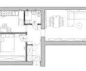 Apartment in Old Bielany, projection including furniture