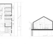 Plan and cross-section of an example house