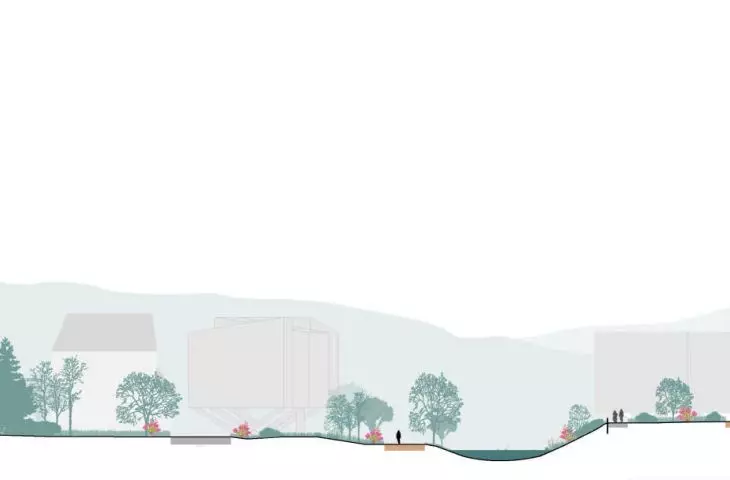 cross-section of a section of the foundation