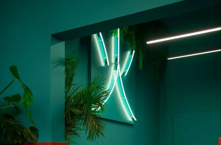Turquoise green reigns from floor to ceiling