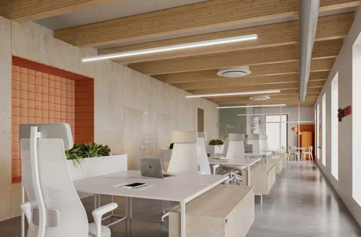 Ravimed office building, open space interiors