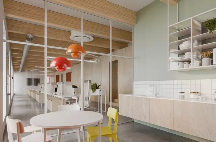 Ravimed office building, employee kitchen