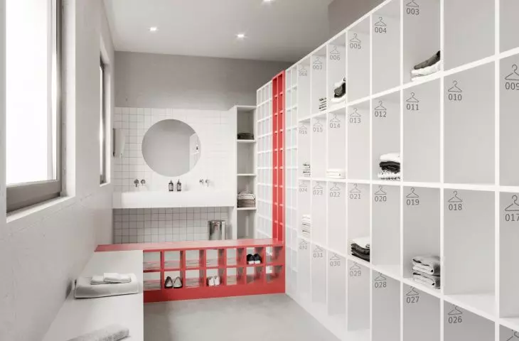 Ravimed office building, employee locker room