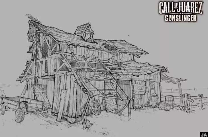 szkic koncepcyjny do gry Call of Juarez: Gunslinger