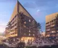 The pavilions are characterized by a wooden facade and a synthesis of form