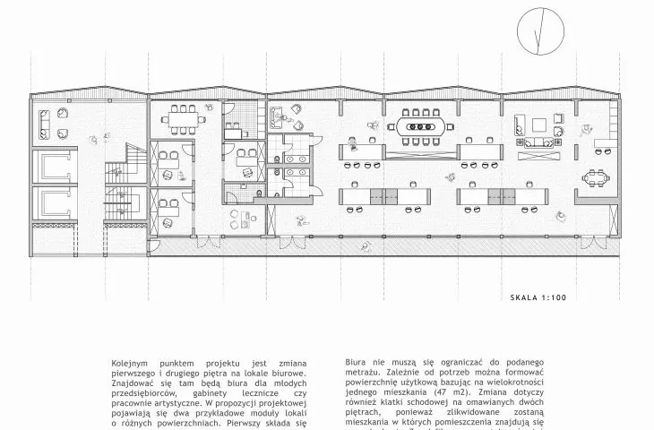 Gdański Falowiec, rzut przestrzeni usługowej