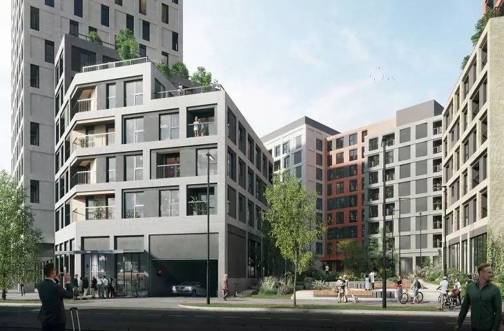 architekci zaplanowali dziedzińce wewnątrz kwartału
