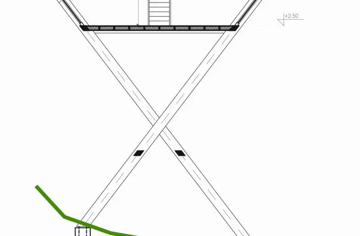 Projekt domku letniskowego, przekrój B-B