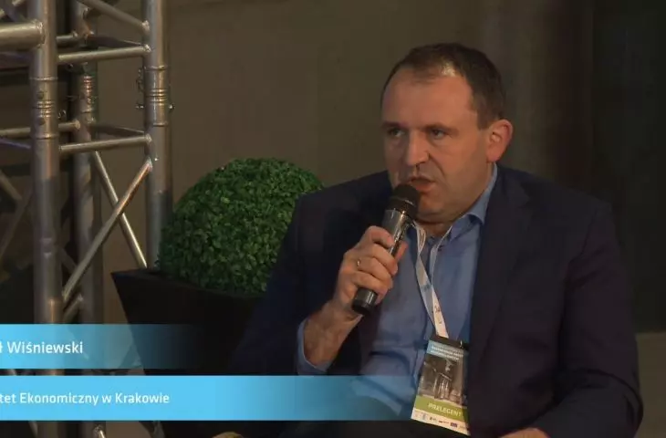 Dr. Michal Wisniewski during a panel about Wesola