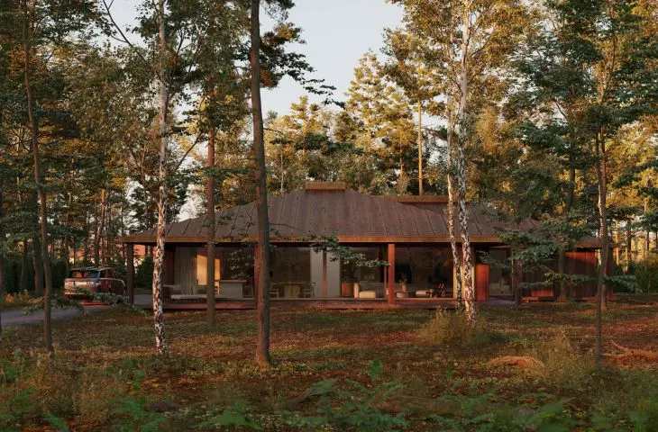 widok na przeszkloną elewację budynku