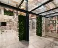 Leaves decorate bookcases
