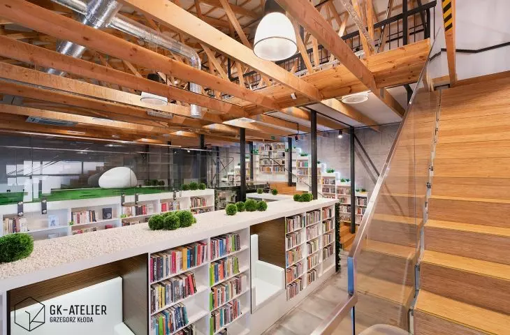 Biblioteka na Poziomie, widok ze schodów