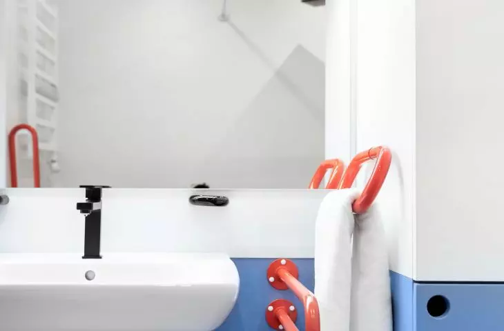 bathroom in a mobile hotel