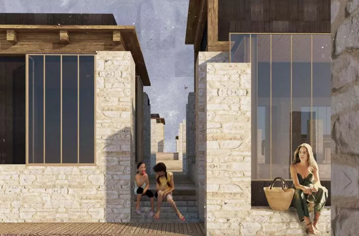 Rytwiana vineyard, simple buildings