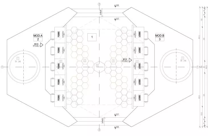 Projekt areny e-sportowej, rzut areny
