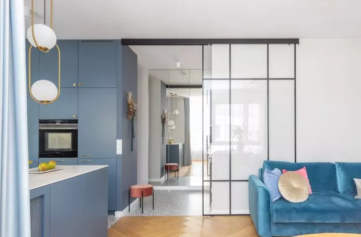 Fragment of the kitchen and loft door