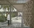 Dom kawy w Pune, fragment ażuru przy wejściu na patio