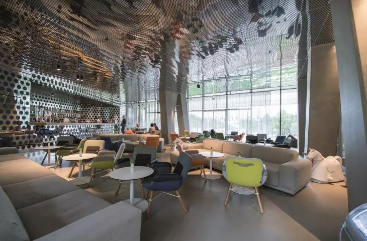 metal panels on the ceiling