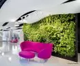 A vertical mini garden and a rippling ceiling in a Warsaw office building