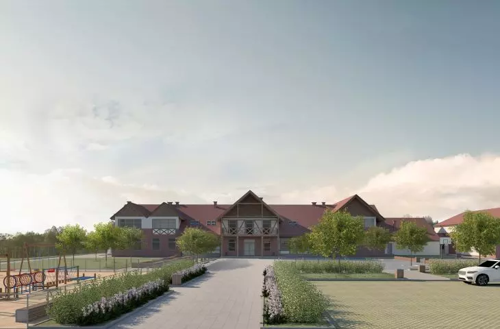 View of the school grounds and building