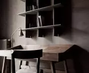 Wabi-sabi apartment, dark study