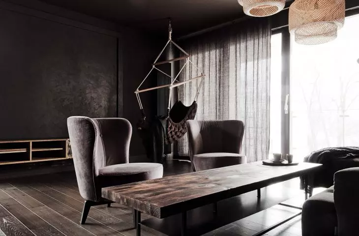 Wabi-sabi apartment, living room