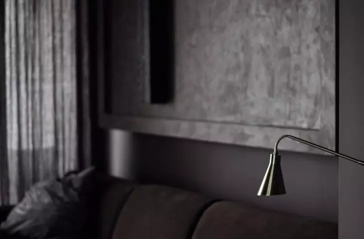 Wabi-sabi apartment, wood in the living room