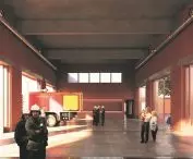 Open doors of the firehouse for residents. The main garage hall
