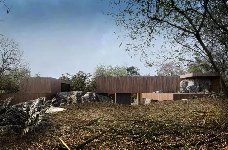 House inscribed in the rocks
