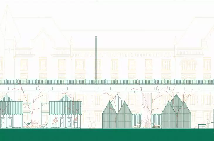 Wonders-allotments, cross-section of elevation