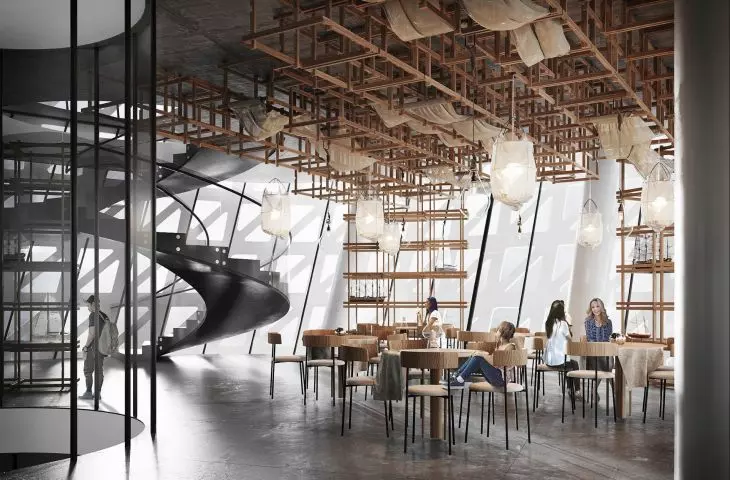 projections and visualization of the restaurant interior