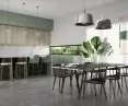 Black house in Gdansk, spacious dining room and kitchen