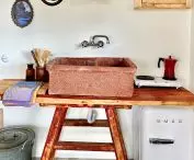 sink and small refrigerator