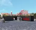visualization, cross, ground level view