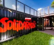 black containers adorn the distinctive Solidarity sign