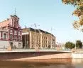 budynek zlokalizowany jest tuż przy Odrze, w samym centrum miasta