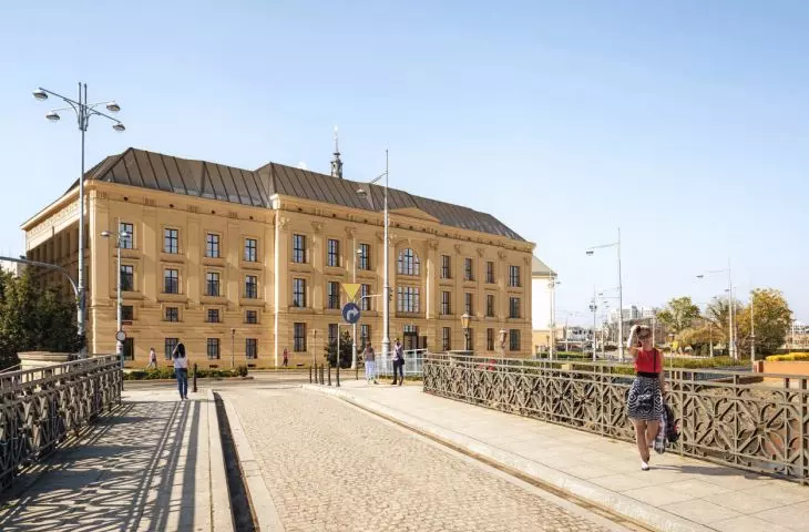Visualization, view of the building from St. Matthias Bridge