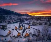 Settlement in Koscielisko, sunset 