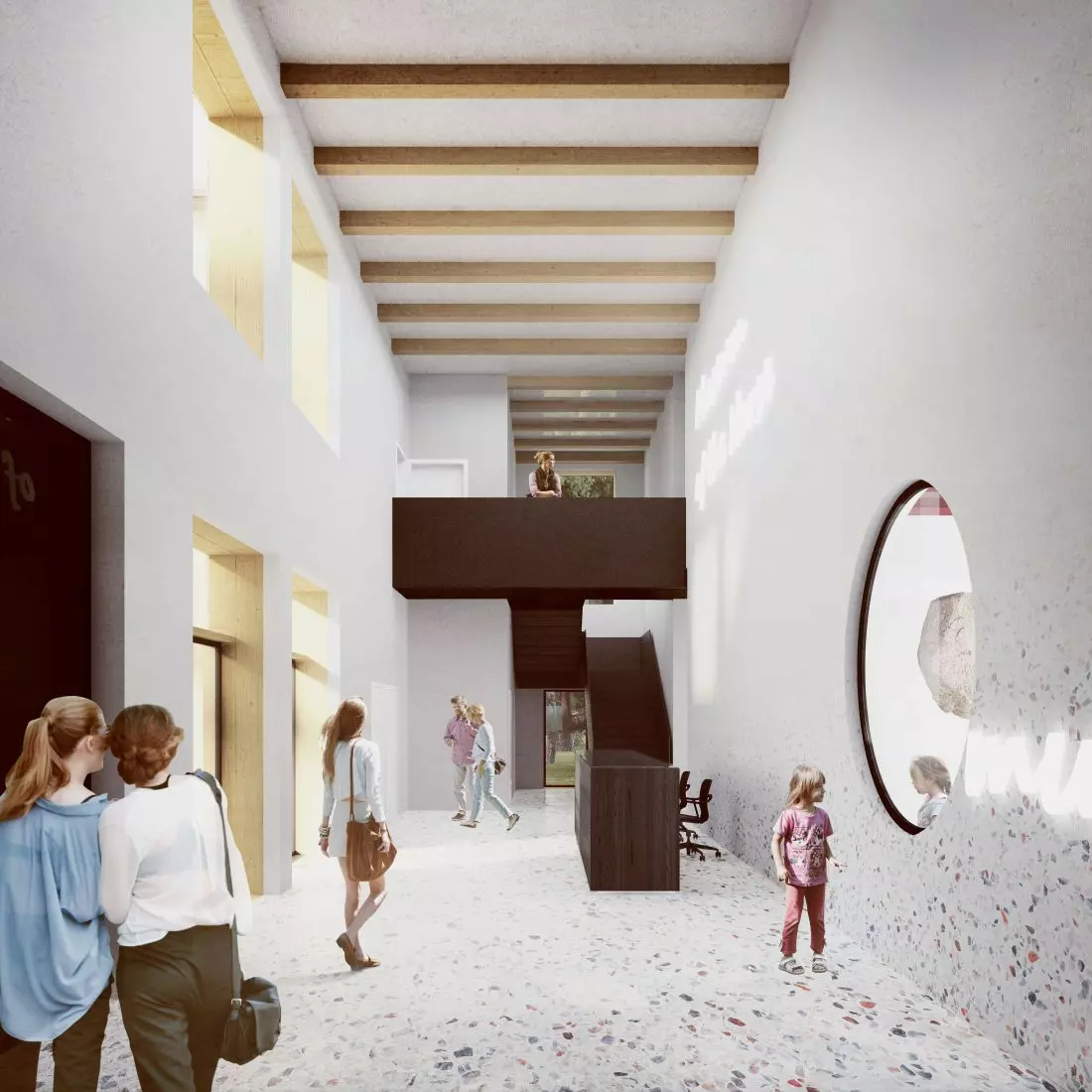 Wnętrze muzeum, wyeksponowana
drewniana konstrukcja
