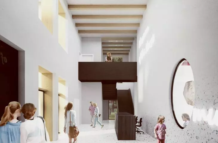 Wnętrze muzeum, wyeksponowana drewniana konstrukcja