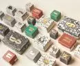 Cubes before being placed in sidewalks 